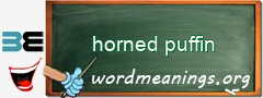 WordMeaning blackboard for horned puffin